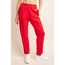Load image into Gallery viewer, MODAL POLY SPAN SCUBA PINTUCK PANT: True Red / S