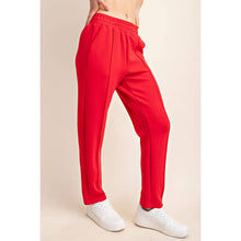 Load image into Gallery viewer, MODAL POLY SPAN SCUBA PINTUCK PANT: True Red / S