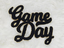 Load image into Gallery viewer, Large Game Day Chenille Gold Glitter Iron-on Patch: White