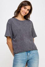 Load image into Gallery viewer, Blank Mineral Washed Long Crop Tee: VINTAGE BLACK / M