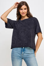 Load image into Gallery viewer, Blank Mineral Washed Long Crop Tee: VINTAGE BLACK / L