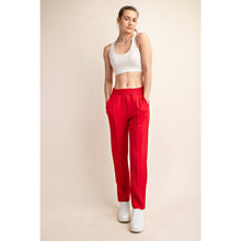 Load image into Gallery viewer, MODAL POLY SPAN SCUBA PINTUCK PANT: True Red / M