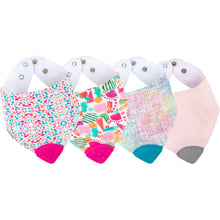 Load image into Gallery viewer, Bandana Bib with Teether 4-Pack: Ava
