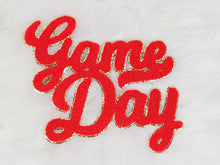 Load image into Gallery viewer, Large Game Day Chenille Gold Glitter Iron-on Patch: Black