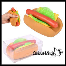 Load image into Gallery viewer, Stretchy and Squishy Hotdog Stress Ball - Doh Filled Buns and Stretchy Toppings