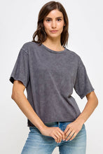 Load image into Gallery viewer, Blank Mineral Washed Long Crop Tee: VINTAGE BLACK / M