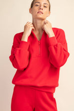 Load image into Gallery viewer, MODAL POLY SPAN SCUBA LUXE HALF ZIP JACKET: True Red / S
