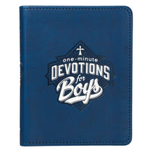 Load image into Gallery viewer, One-Minute Devotions for Boys Blue Faux Leather Devotional