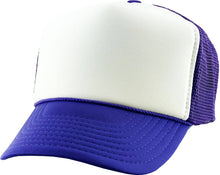 Load image into Gallery viewer, Classic Foam Front Trucker Hat: Purple-White
