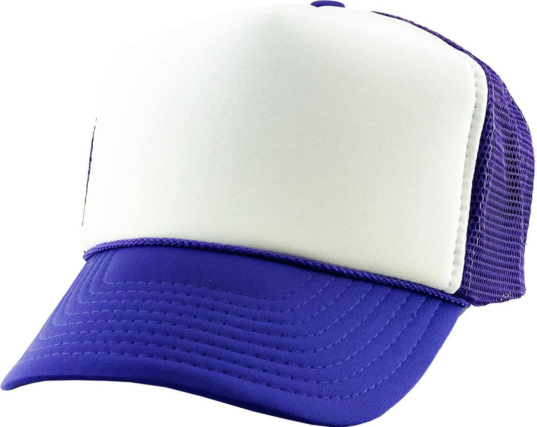 Classic Foam Front Trucker Hat: Purple-White