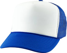 Load image into Gallery viewer, Classic Foam Front Trucker Hat: Royal-White
