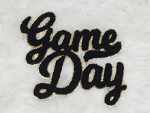 Load image into Gallery viewer, Large Game Day Chenille Gold Glitter Iron-on Patch: White
