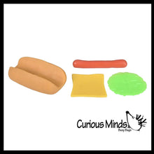 Load image into Gallery viewer, Stretchy and Squishy Hotdog Stress Ball - Doh Filled Buns and Stretchy Toppings
