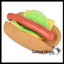 Load image into Gallery viewer, Stretchy and Squishy Hotdog Stress Ball - Doh Filled Buns and Stretchy Toppings
