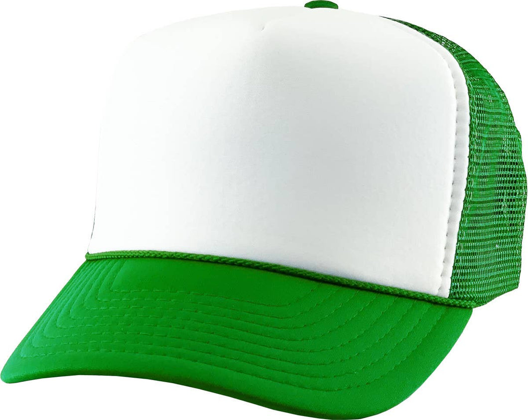 Classic Foam Front Trucker Hat: K.green-White