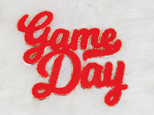 Load image into Gallery viewer, Large Game Day Chenille Gold Glitter Iron-on Patch: White
