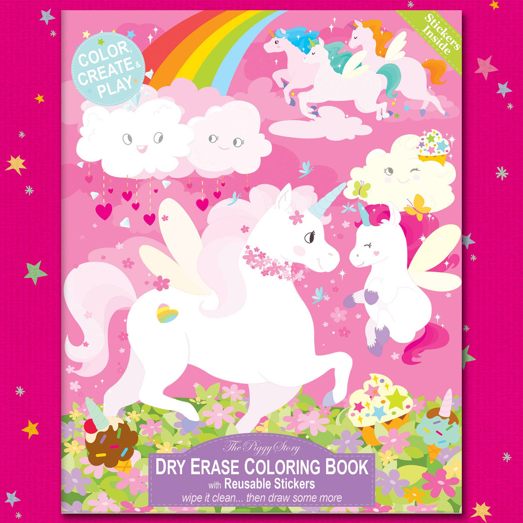 Unicorn Land Dry Erase Coloring Book