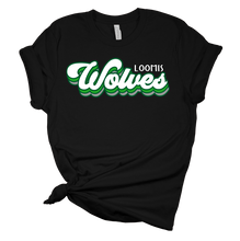 Load image into Gallery viewer, Loomis Wolves Groovy Script T-Shirt
