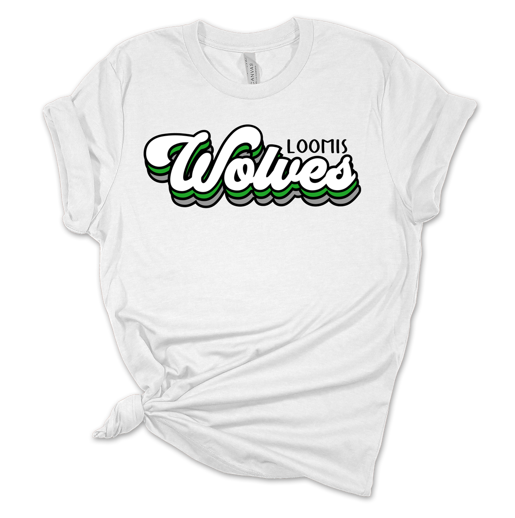 Loomis Wolves Groovy Script T-Shirt